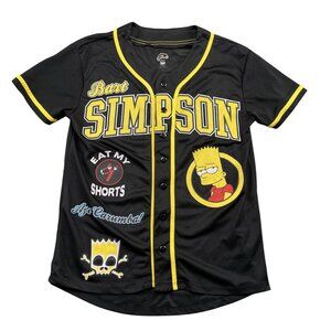 the Simpsons Bart Simpson Baseball Jersey Mens Small Black Eat My Shorts